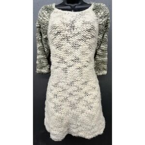 Hand Loomed Wool Sweater Women‎ M Ivory Cream Pullover Cottage Peasant Lagenlook